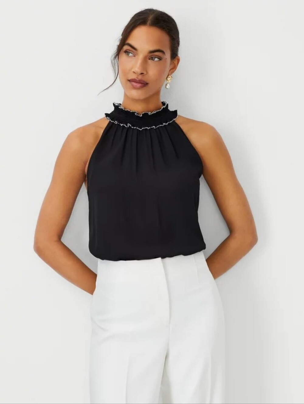 NWT Ann Taylor Beaded Neck Halter Top, sz XSP